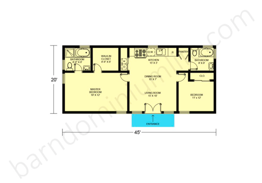 900 sq ft barndominium floor plans